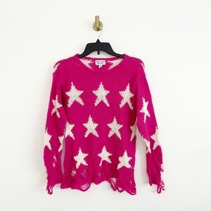 Wildfox White Label Kid's Seeing Stars Lennon Distressed Star Sweater Size 12